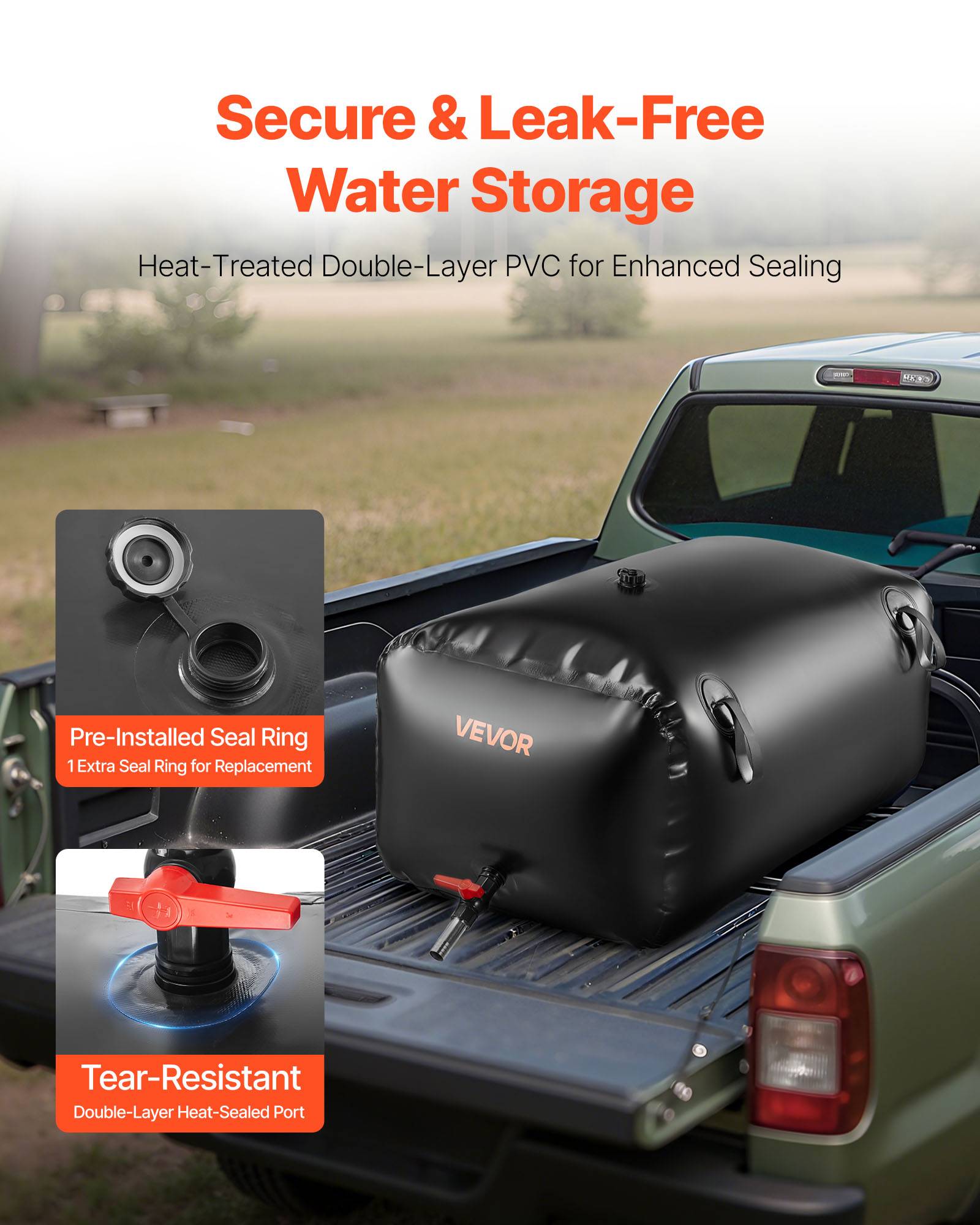 Vevor - VEVOR Réservoir d'Eau Souple Vessie de Stockage Eau Pliable en PVC 240 L Noir - Image 4