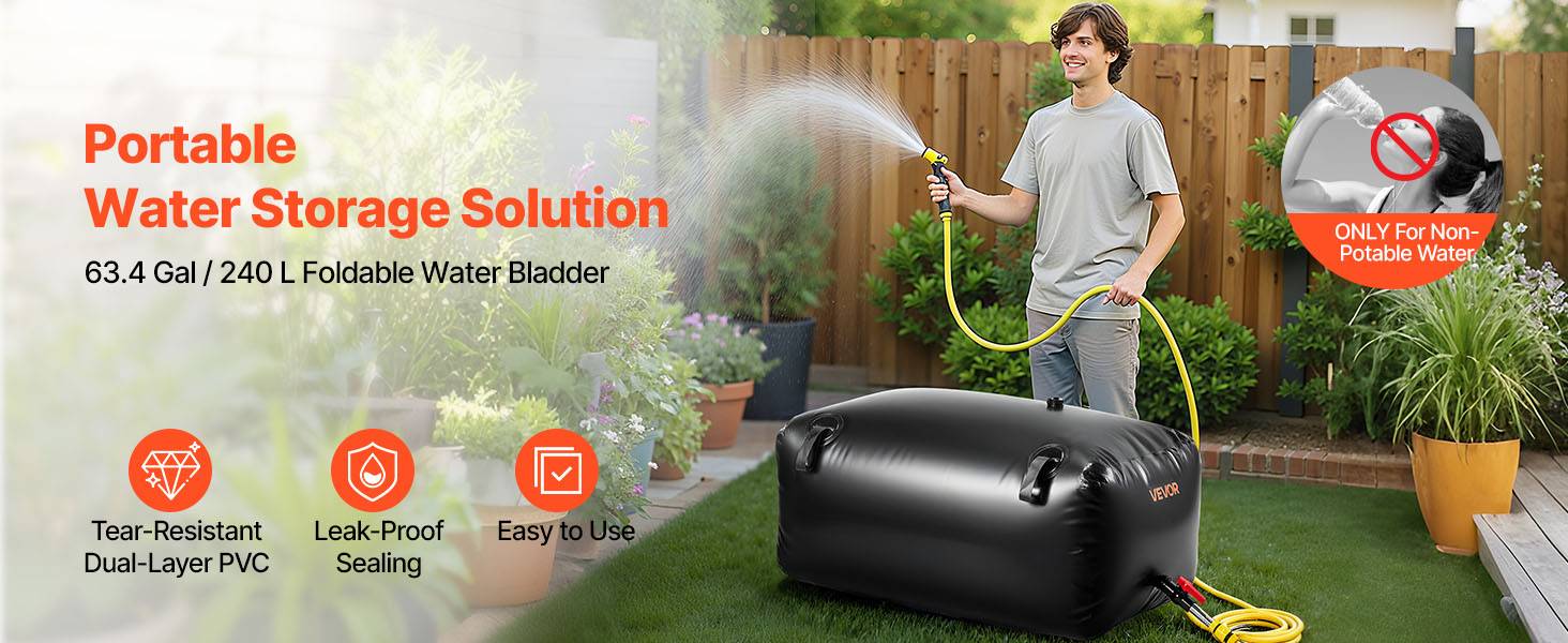Vevor - VEVOR Réservoir d'Eau Souple Vessie de Stockage Eau Pliable en PVC 240 L Noir - Image 9