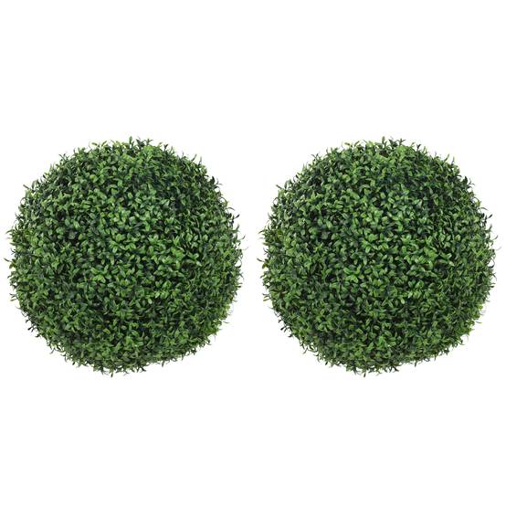 Lot de 2 boules buis artificielles PE pour jardin résistantes UV 42 cm Vert - ComfortXL Outdoor Living - Image 2