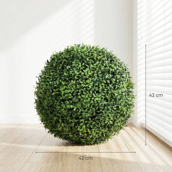 Lot de 2 boules buis artificielles PE pour jardin résistantes UV 42 cm Vert - ComfortXL Outdoor Living - Image 5