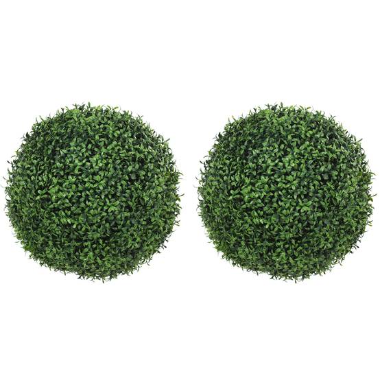 Lot de 2 boules buis artificielles PE pour jardin résistantes UV 42 cm Vert - ComfortXL Outdoor Living - Image 1
