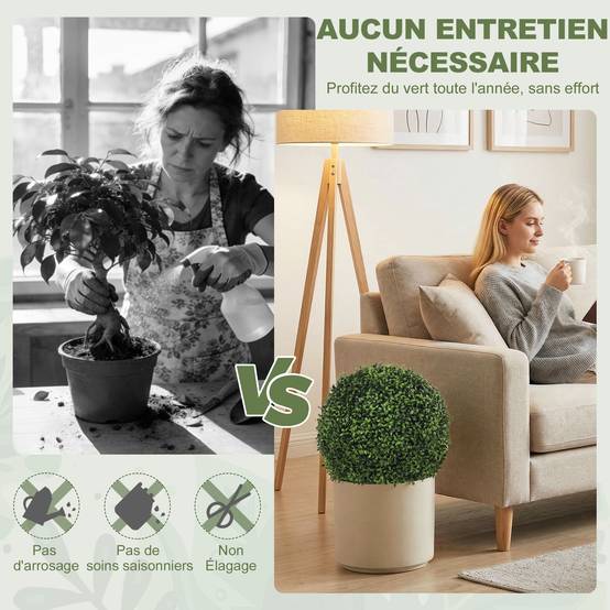 Lot de 2 boules buis artificielles PE pour jardin résistantes UV 42 cm Vert - ComfortXL Outdoor Living - Image 9