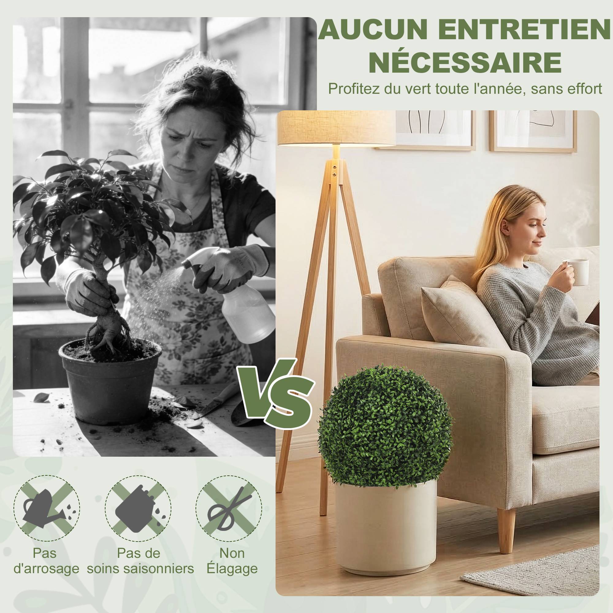 Lot de 2 boules buis artificielles PE pour jardin résistantes UV 42 cm Vert - ComfortXL Outdoor Living - Image 9