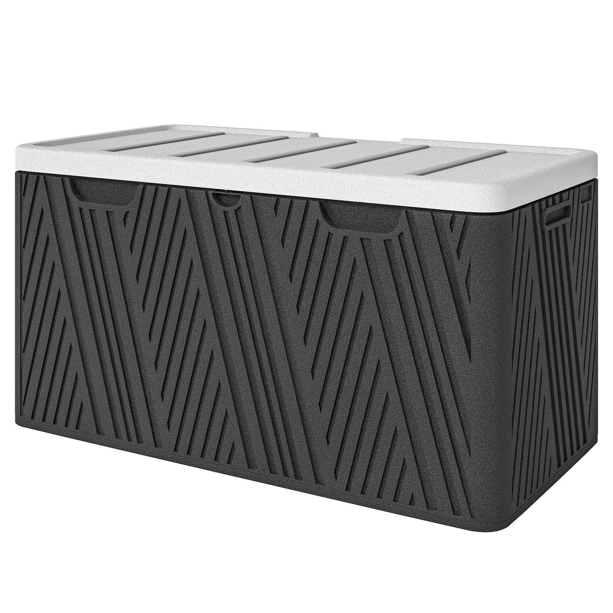 Banc coffre extérieur 380L en résine HDPE avec vérin à gaz pour terrasse 115x60x60cm Noir - ComfortXL Outdoor Living - Image 2