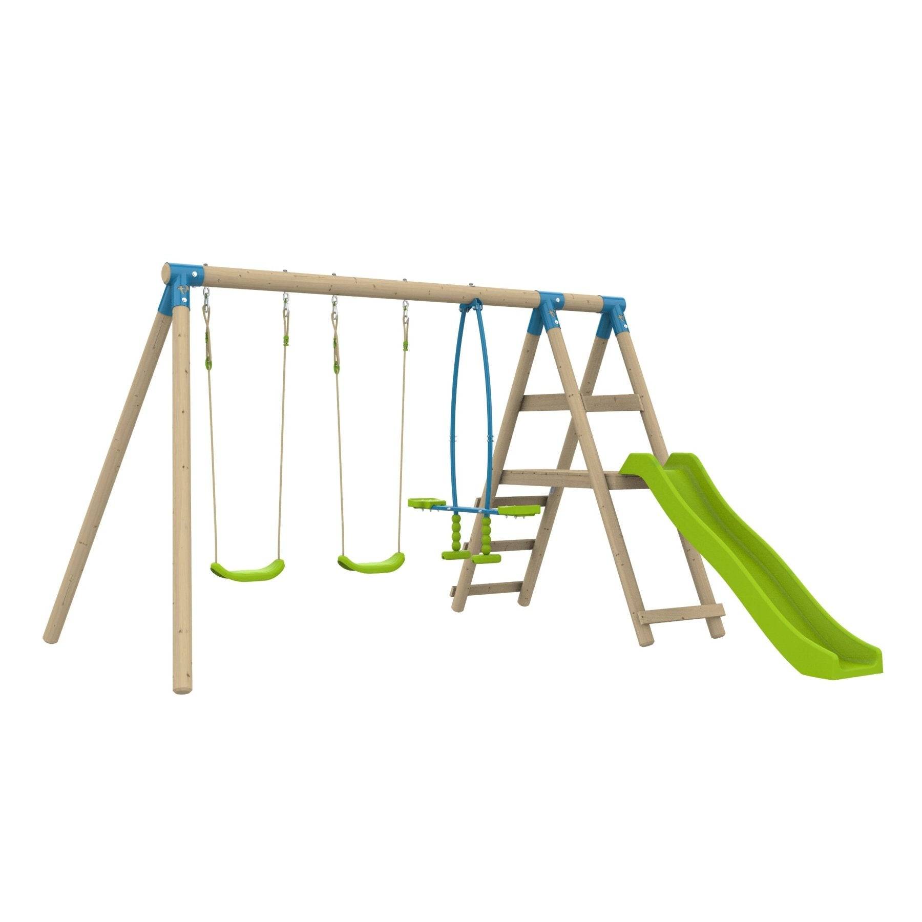 Station de jeux bois ARRUCAT – 2 balançoires + vis‑à‑vis + toboggan 1,75 m, kit d’ancrage, H 190 cm – TP TOYS - Image 2