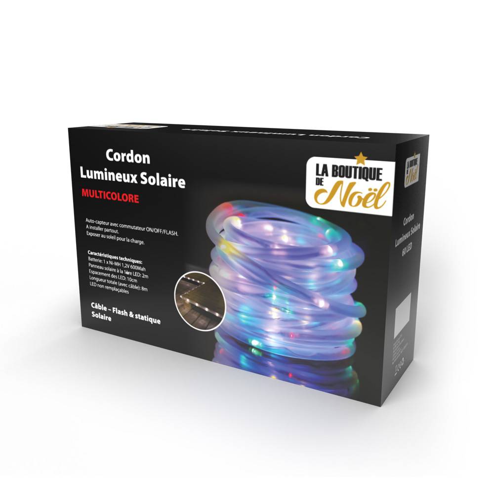 Sans Marque - Cordon lumineux solaire LED 6 à 24 m – Éclairage fixe ou clignotant, blanc ou multicolore, IP44 - 18 mètres - Multicolore - DIVERS - Image 1