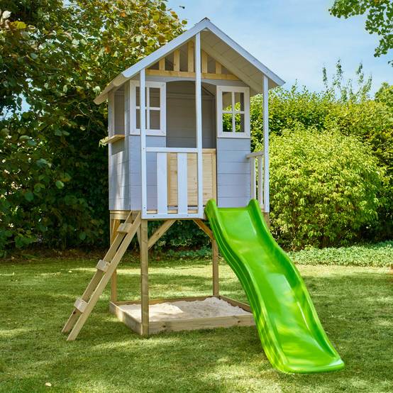 Maisonnette modulable sur pilotis avec balcon et glissière PERCE-NEIGE en bois FSC® - Image 7