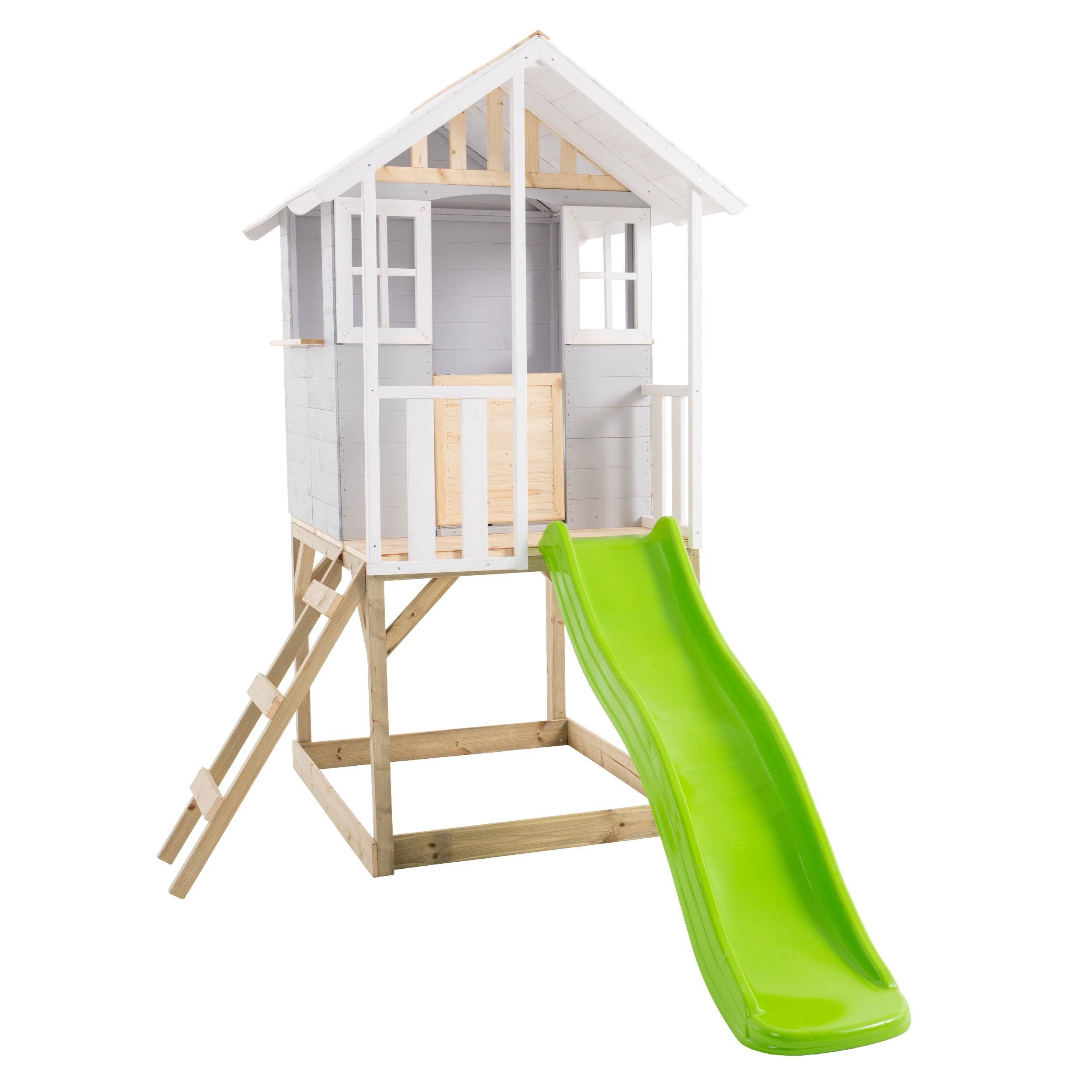 Maisonnette modulable sur pilotis avec balcon et glissière PERCE-NEIGE en bois FSC® - Image 2