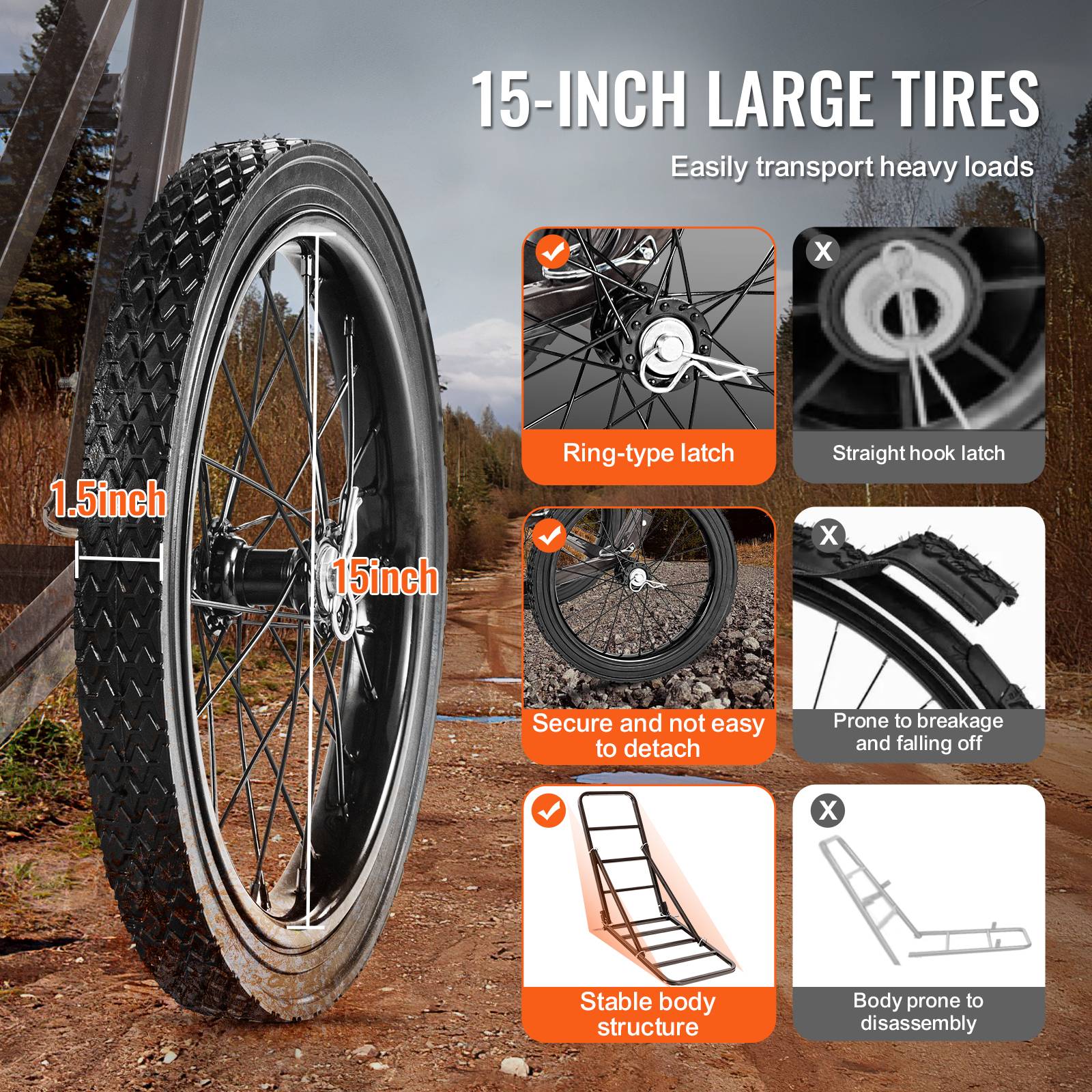 VEVOR Chariot à Gibier Chariot de Transport Pliable 136 kg pour Cerfs Chasse - Image 3