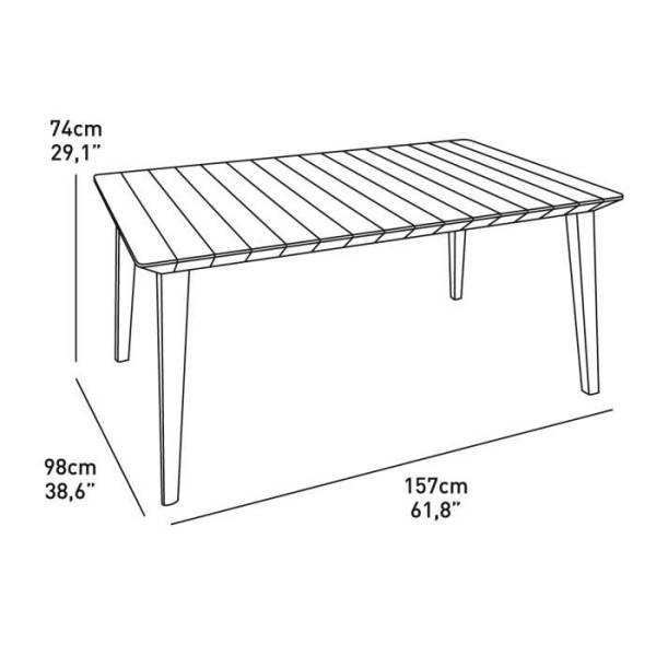 Table de jardin - rectangulaire 160cm - gris graphite - en résine - 6 personnes - Lima - Allibert by KETER - Image 4