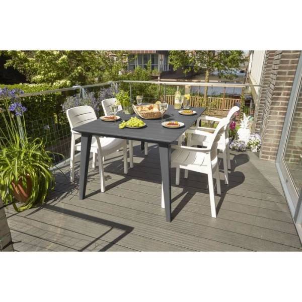 Table de jardin - rectangulaire 160cm - gris graphite - en résine - 6 personnes - Lima - Allibert by KETER - Image 2
