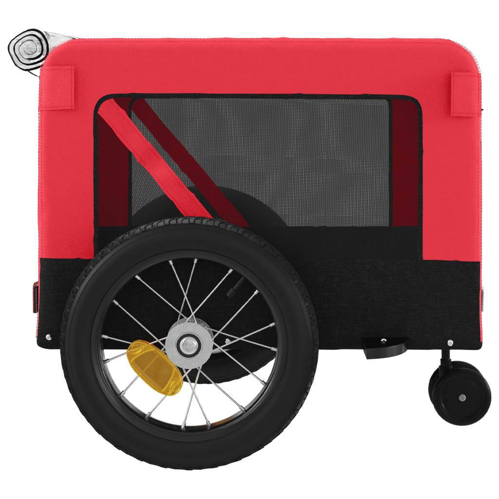 Remorque de vélo pour animaux fer et tissu Oxford rouge et noir 120 x 54.5 x 53 cm - PANGIVO - Image 8