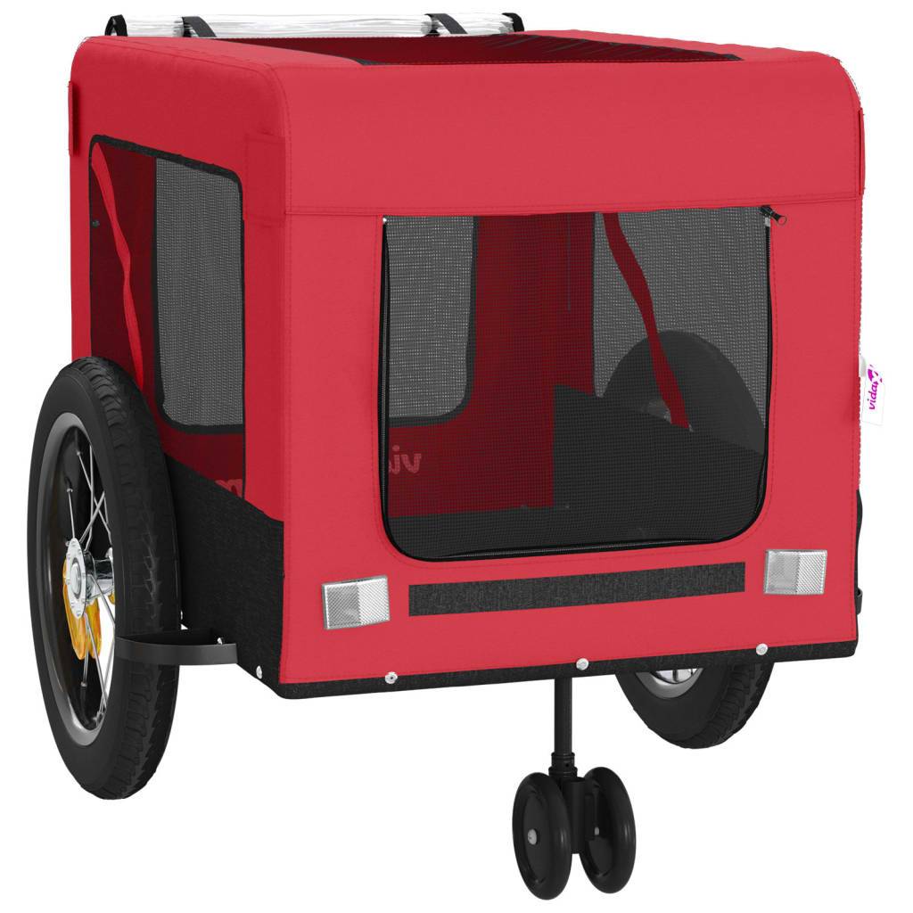 Remorque de vélo pour animaux fer et tissu Oxford rouge et noir 120 x 54.5 x 53 cm - PANGIVO - Image 6