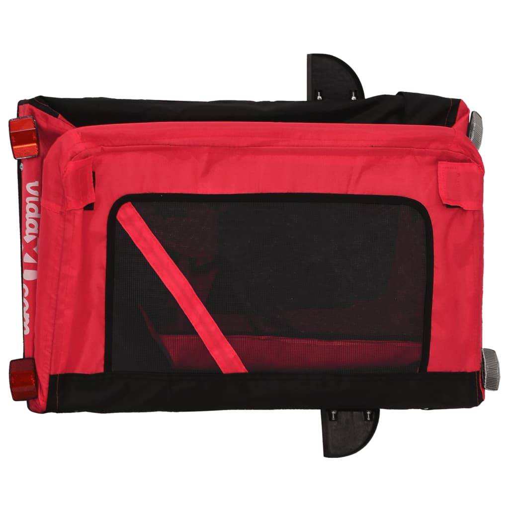 Remorque de vélo pour animaux fer et tissu Oxford rouge et noir 120 x 54.5 x 53 cm - PANGIVO - Image 10