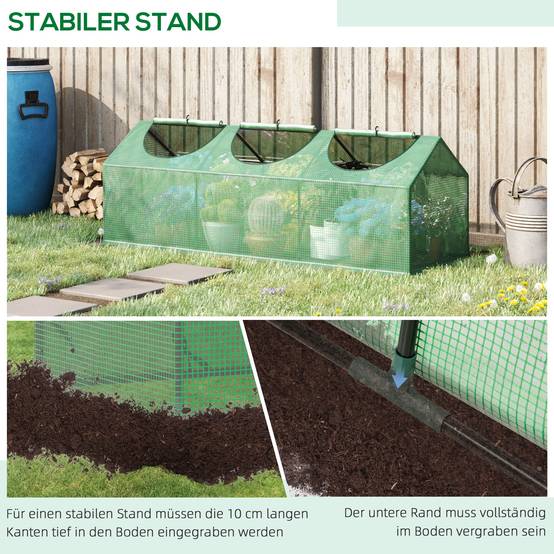 Mini serre Acier et PE Jardin et Potager Protection Hivernage 180x60x60cm Vert - ComfortXL Outdoor Living - Image 8