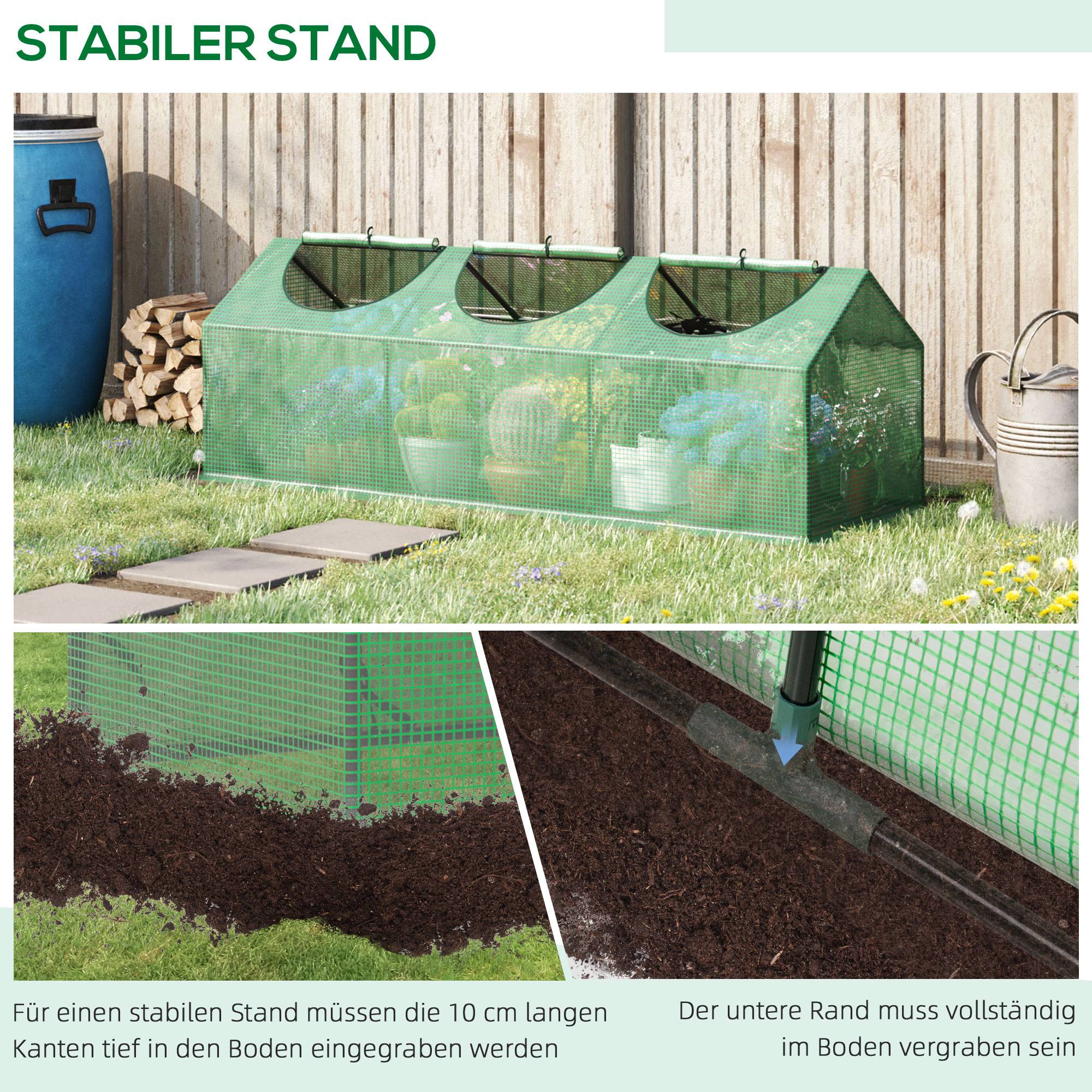 Mini serre Acier et PE Jardin et Potager Protection Hivernage 180x60x60cm Vert - ComfortXL Outdoor Living - Image 8