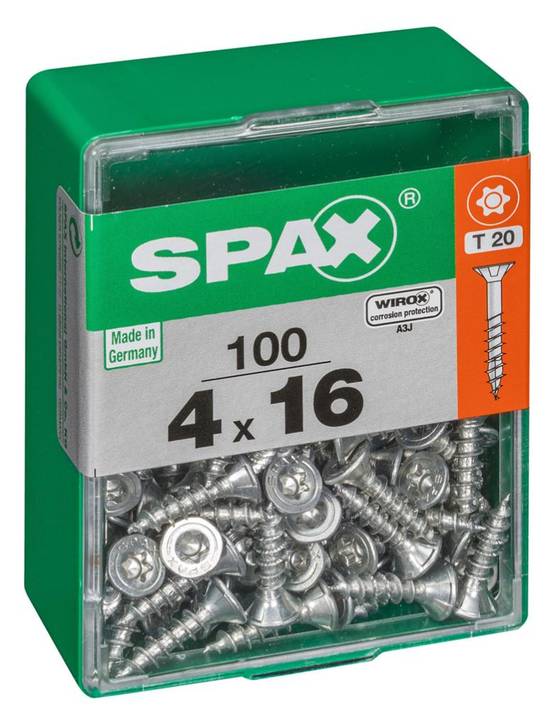 Spax - Lot de 100 vis acier tête autofraisée plate SPAX, Diam.4 mm x L.16 mm - Image 1