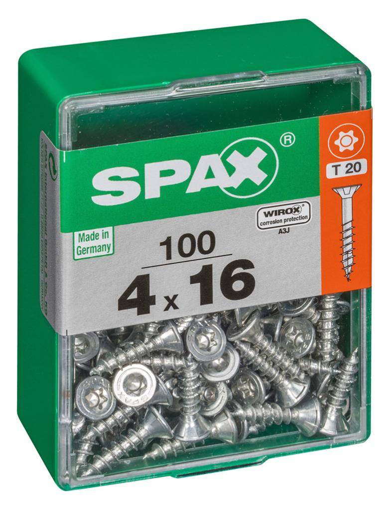 Spax - Lot de 100 vis acier tête autofraisée plate SPAX, Diam.4 mm x L.16 mm - Image 1