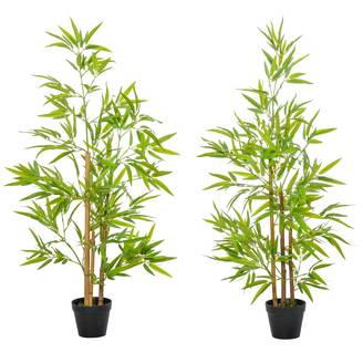 Bambous artificiels 1,20H m réalistes par Bambou avec Vrais Troncs - Pot Inclus