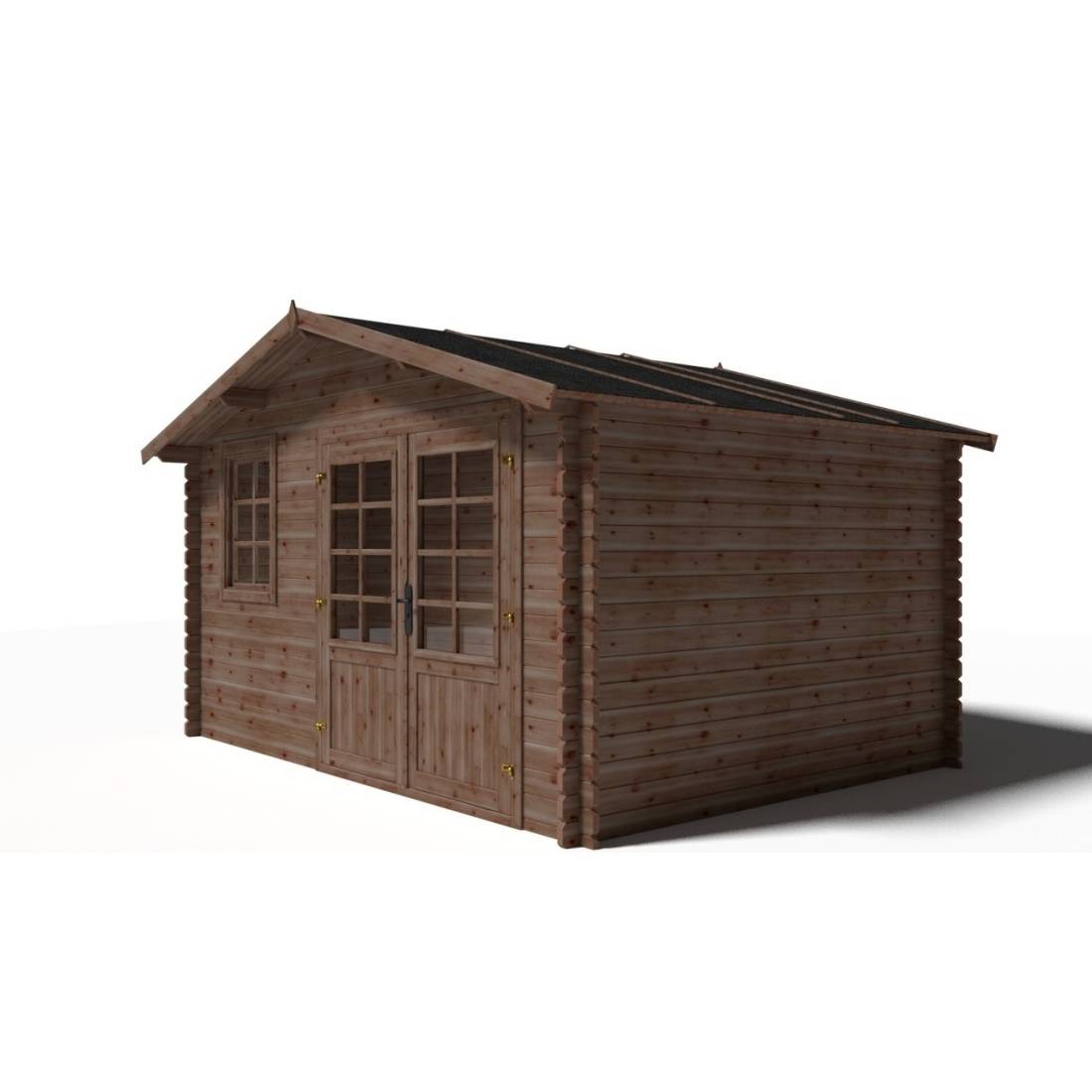 Altanka - Abri de jardin en bois - 11.7m2 - 3.9x3m - Traité - Ep. 34mm - Couleur: marron - DOM562 - ALTANKA - Image 7