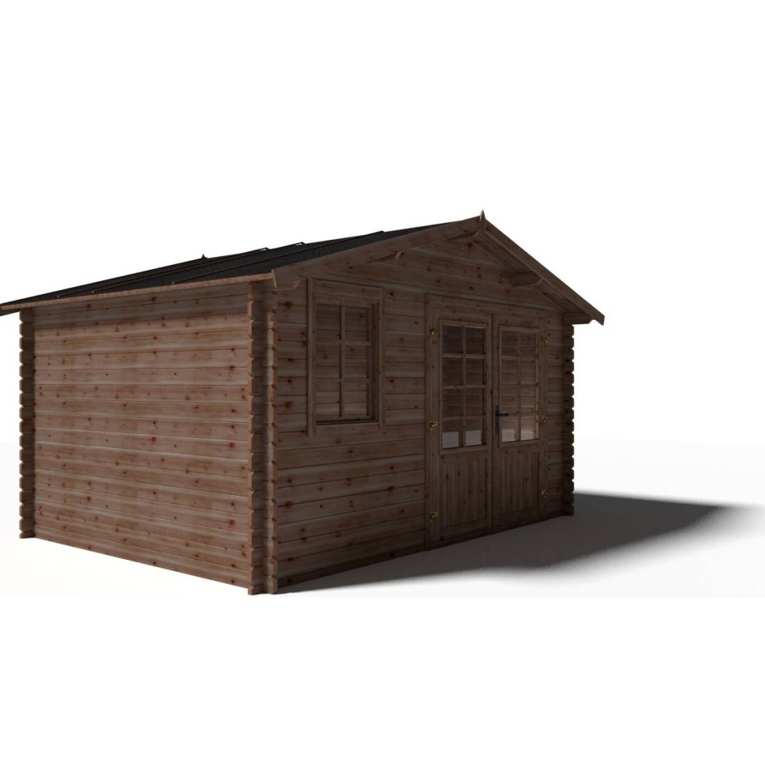 Altanka - Abri de jardin en bois - 11.7m2 - 3.9x3m - Traité - Ep. 34mm - Couleur: marron - DOM562 - ALTANKA - Image 6