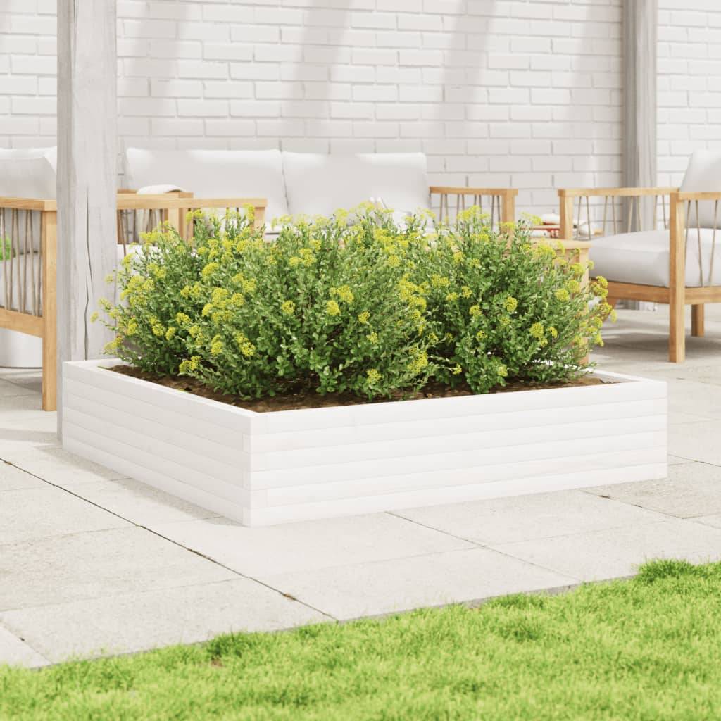Vidaxl - Jardinière-Pot de fleur-Bac à fleurs blanc 110x110x23 cm bois de pin massif - Image 3