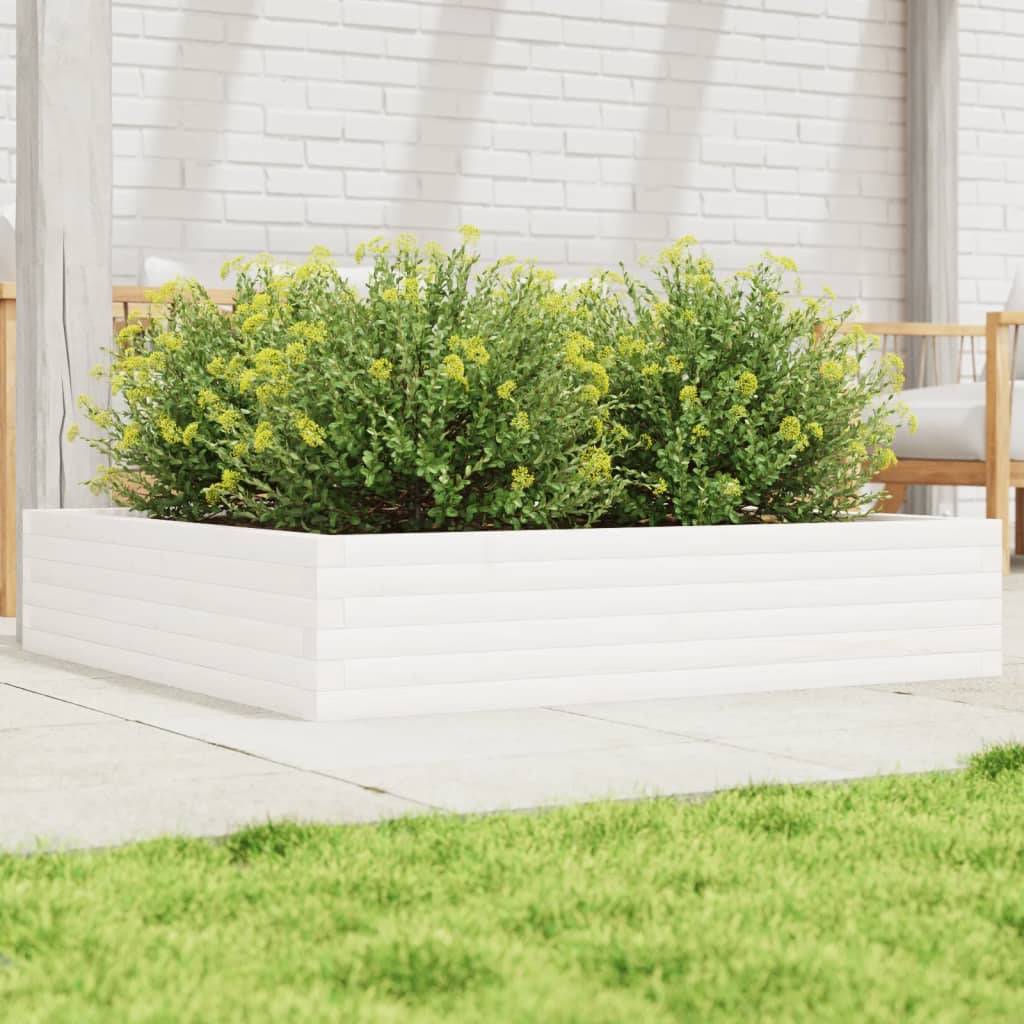 Vidaxl - Jardinière-Pot de fleur-Bac à fleurs blanc 110x110x23 cm bois de pin massif - Image 1