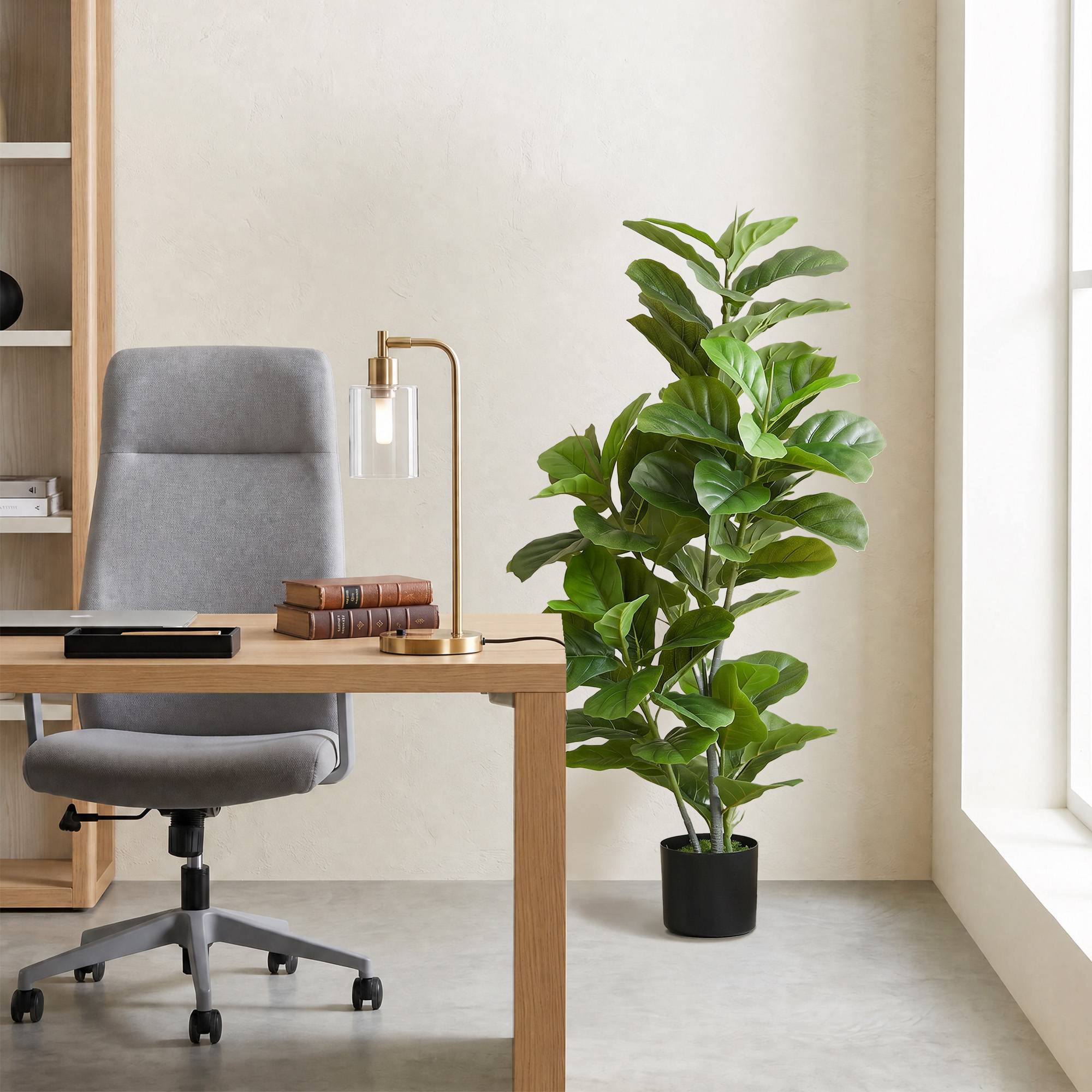 Sans Marque - Ficus artificiel 110cm avec 90 feuilles et pot pour salon - Image 9