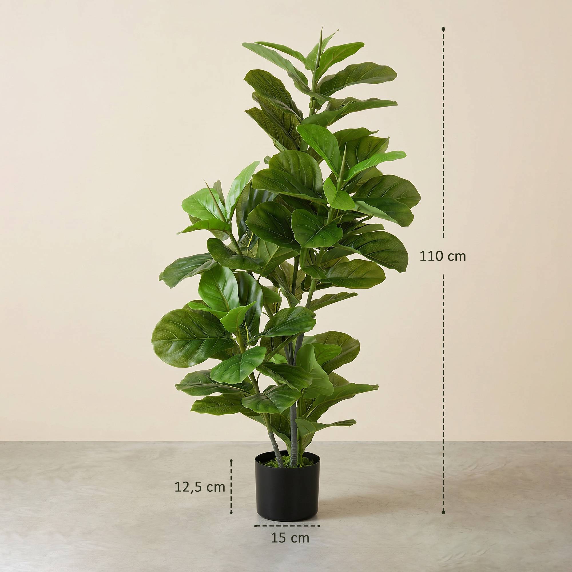 Sans Marque - Ficus artificiel 110cm avec 90 feuilles et pot pour salon - Image 5