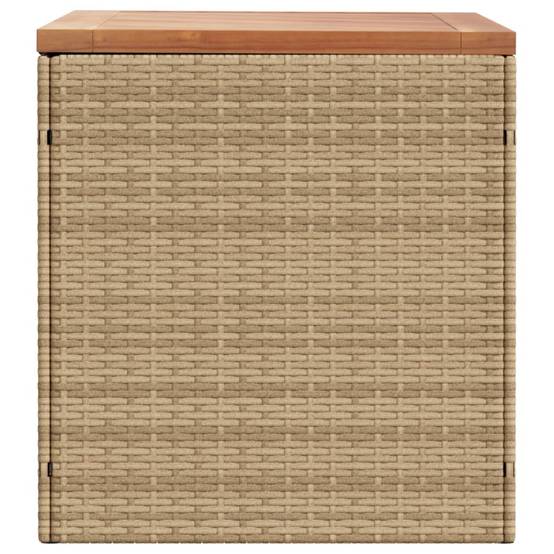 Coffre de rangement - Boîte de rangement extérieure - Coffre de jardin beige résine tressée bois d'acacia-JU12066 - Image 5