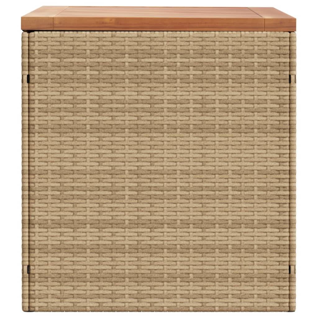 Coffre de rangement - Boîte de rangement extérieure - Coffre de jardin beige résine tressée bois d'acacia-JU12066 - Image 5