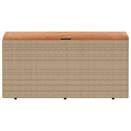 Coffre de rangement - Boîte de rangement extérieure - Coffre de jardin beige résine tressée bois d'acacia-JU12066 - Image 4