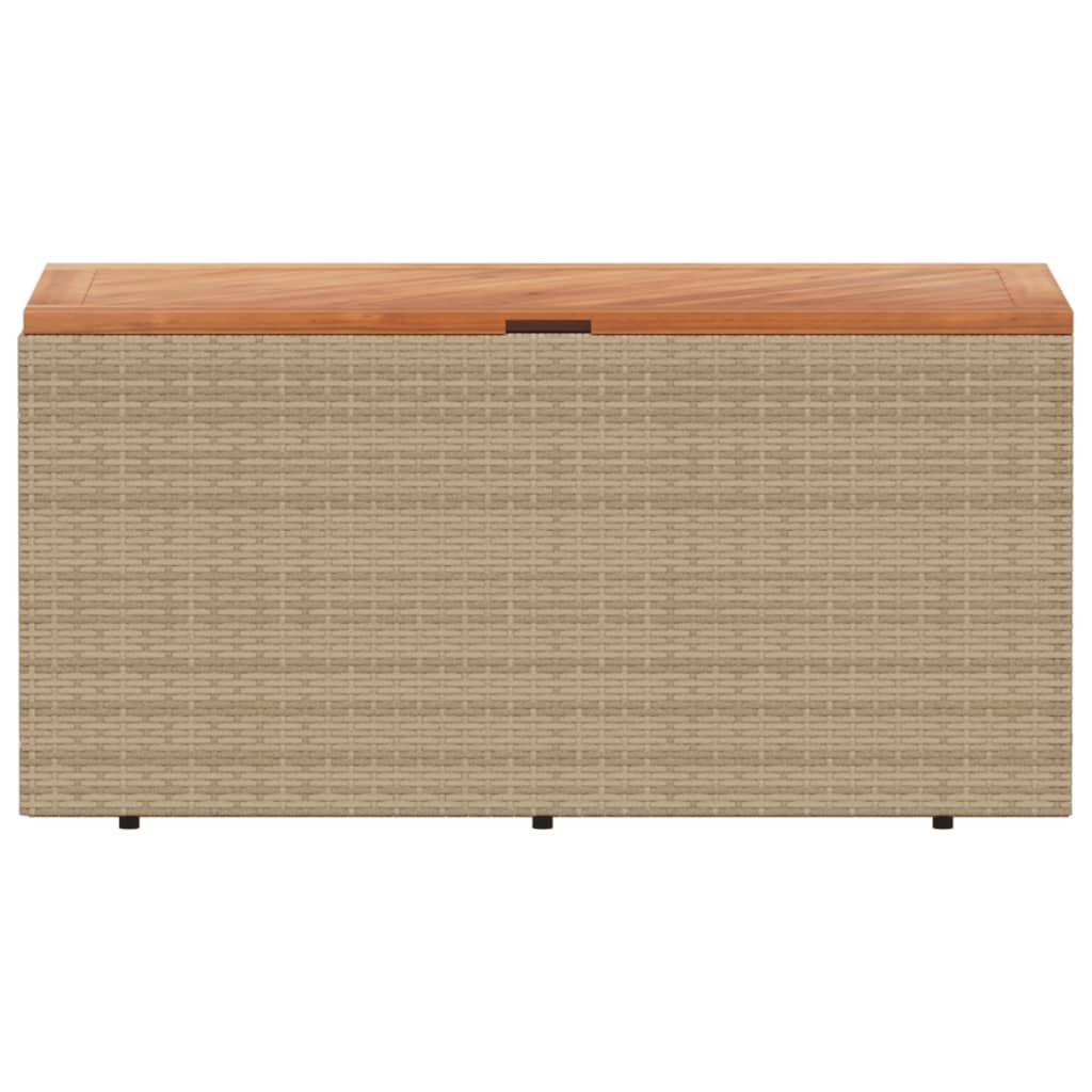 Coffre de rangement - Boîte de rangement extérieure - Coffre de jardin beige résine tressée bois d'acacia-JU12066 - Image 4