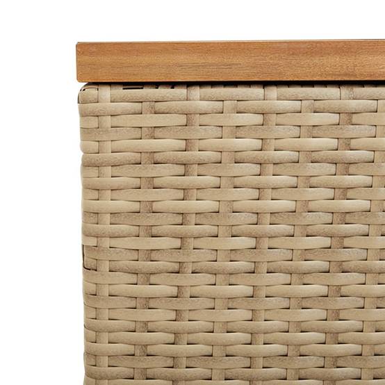 Coffre de rangement - Boîte de rangement extérieure - Coffre de jardin beige résine tressée bois d'acacia-JU12066 - Image 9