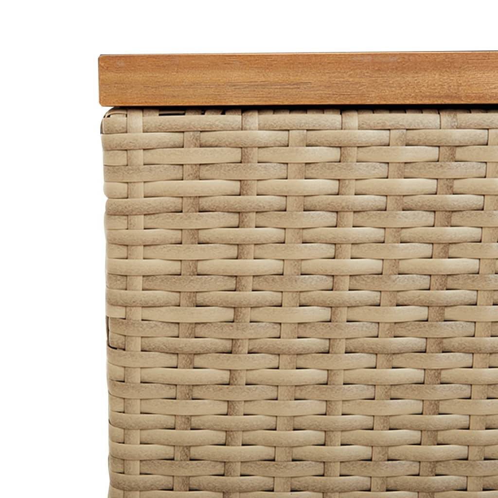 Coffre de rangement - Boîte de rangement extérieure - Coffre de jardin beige résine tressée bois d'acacia-JU12066 - Image 9