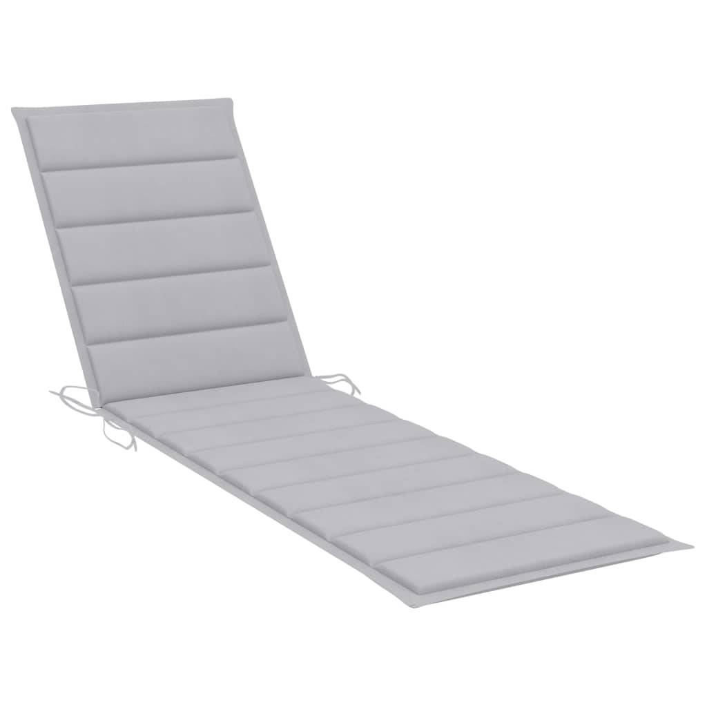 Helloshop26 - Transat chaise longue bain de soleil lit de jardin terrasse meuble d'extérieur avec coussin gris bois de teck solide - Image 7