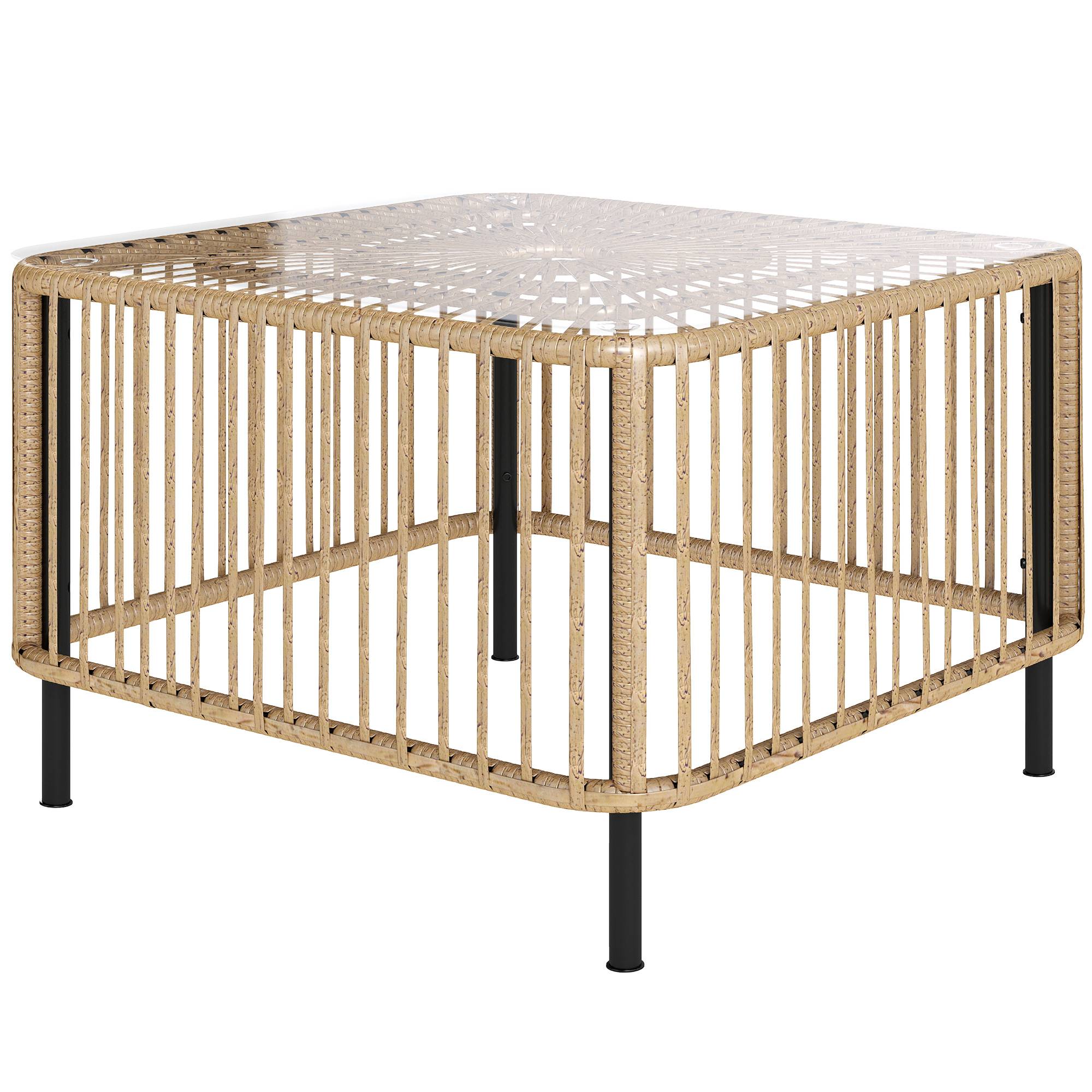 PANGIVO - Table basse de jardin résine tressée naturel 65 x 65 x 43 cm - PANGIVO - Image 2