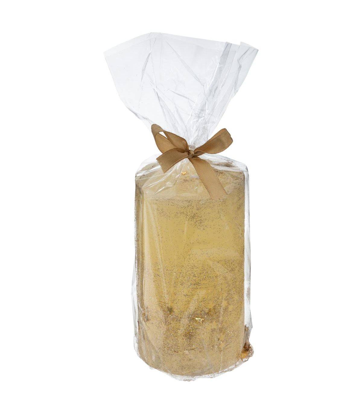 Bougie Or pailleté et étoilée  H 12 cm 340 G - Image 2