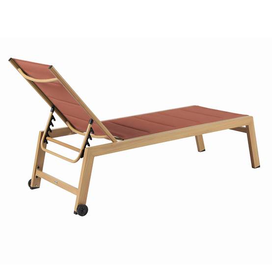 Oviala - Lot de 2 bains de soleil effet bois inclinable avec roues terracotta Futuna - Oviala - Image 6