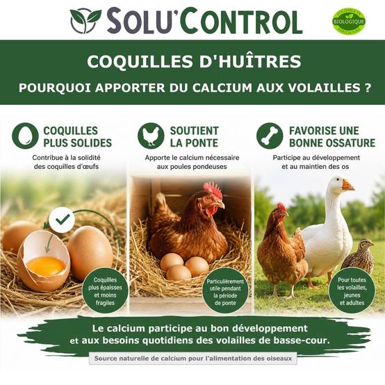 5 kg Écailles de Coquilles d'Huîtres pour Volailles (Poules, oies, ...) - SOLU'CONTROL - Aliment Minéral- 38% Calcium - Image 3