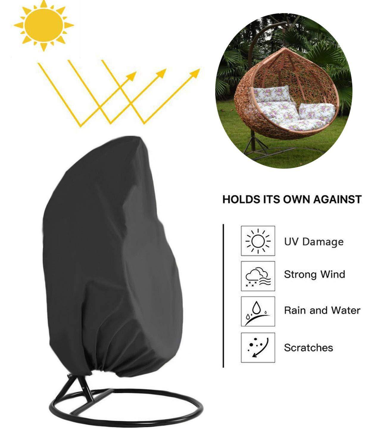 IntiMeg - Housse De Fauteuil Suspendu - Housse pour Fauteuil Oeuf Suspendu en 210D étanche - UV Protect - Housse Fauteuil Oeuf Suspendu 190 X115cm, Noir IntiMeg - Image 3