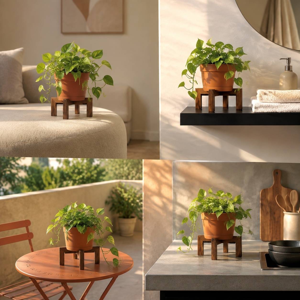 Résistant Sturdy Wood Plant Support Jusqu'à 160 Lbs Easy Montage Intérieur Extérieur - Image 4