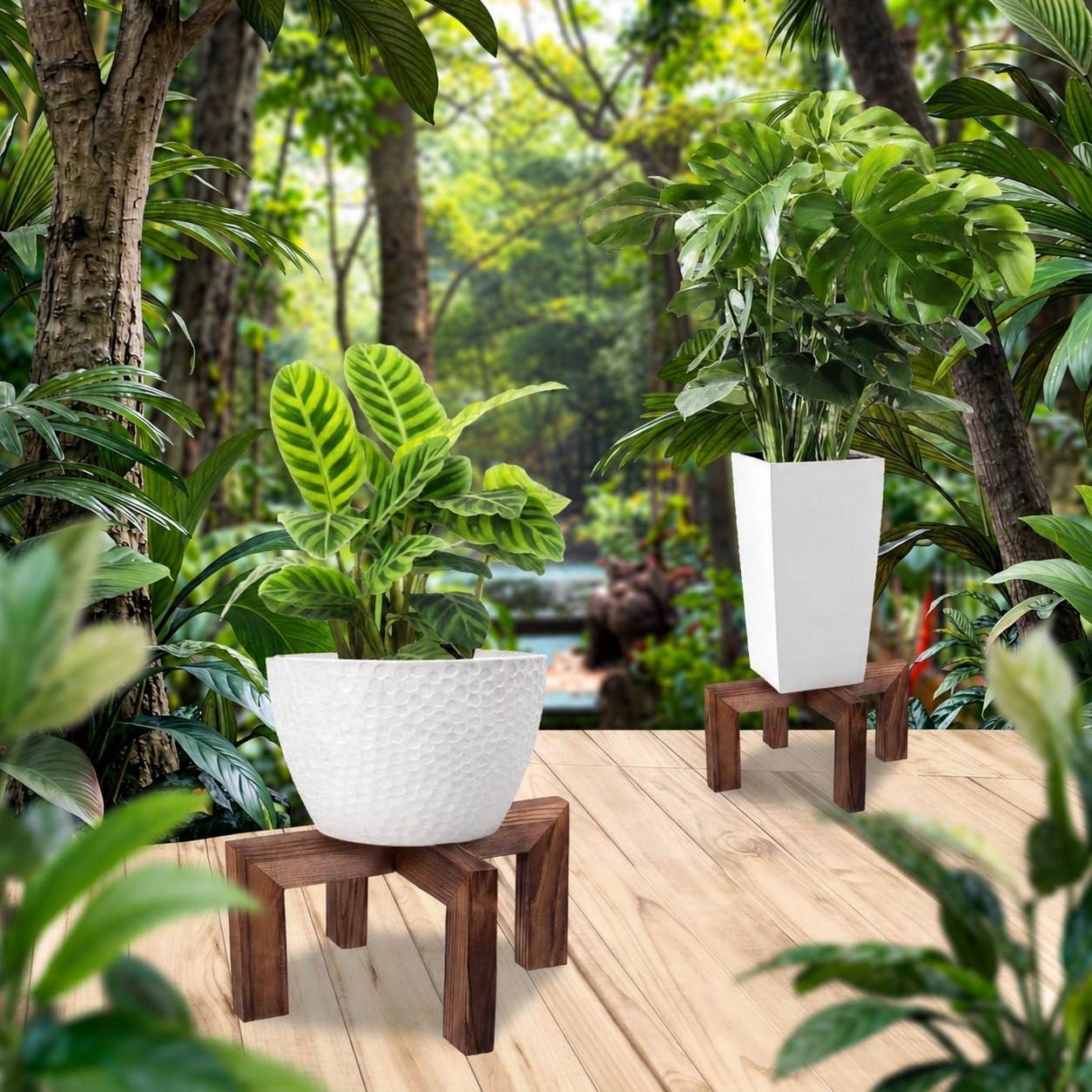 Résistant Sturdy Wood Plant Support Jusqu'à 160 Lbs Easy Montage Intérieur Extérieur - Image 5