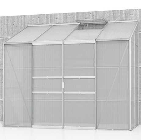 Vitavia - Serre adossée IDA 3300 - 3,30 m² en polycarbonate, porte coulissante & lucarne, Couleur Aluminium - Image 2