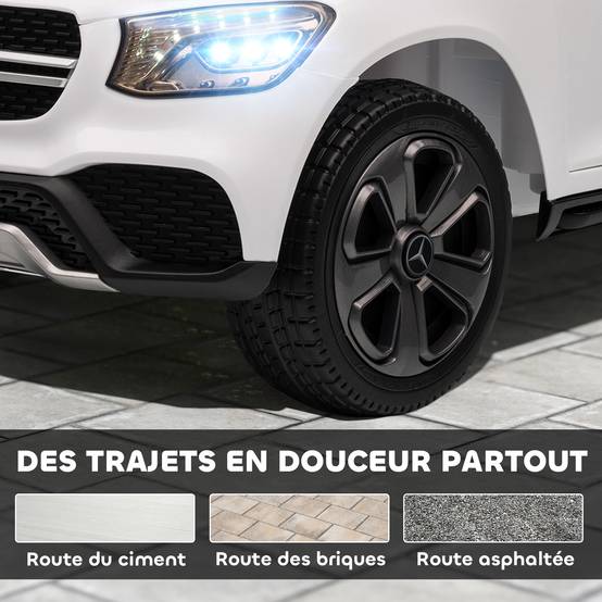 Voiture électrique enfants, véhicule électrique 12V, télécommande 2,4G, 3 vitesses, démarrage lent, 105x68x50cm, blanc - Image 10