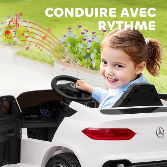 Voiture électrique enfants, véhicule électrique 12V, télécommande 2,4G, 3 vitesses, démarrage lent, 105x68x50cm, blanc - Image 9