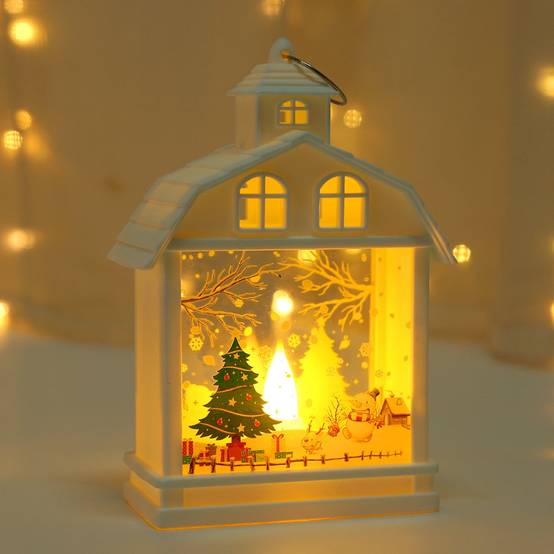 Lanterne de décoration d'arbre de Noël vintage 1 pièce, lustre de Noël à piles, décoration de Noël, lumière chaude (piles incluses) - Image 1