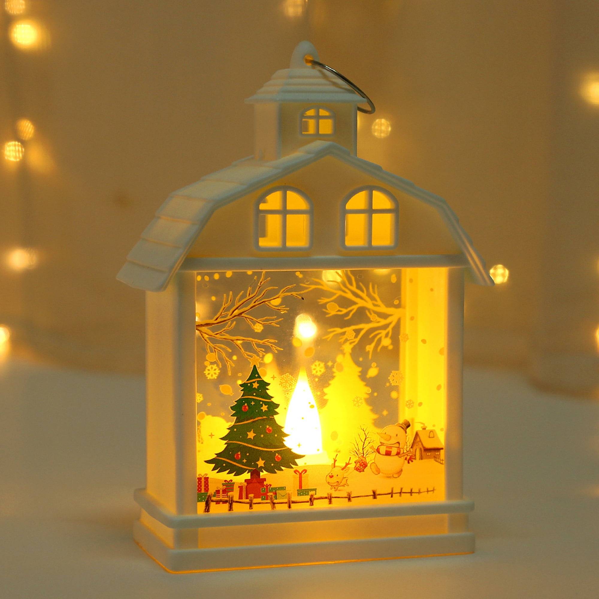 Lanterne de décoration d'arbre de Noël vintage 1 pièce, lustre de Noël à piles, décoration de Noël, lumière chaude (piles incluses) - Image 1