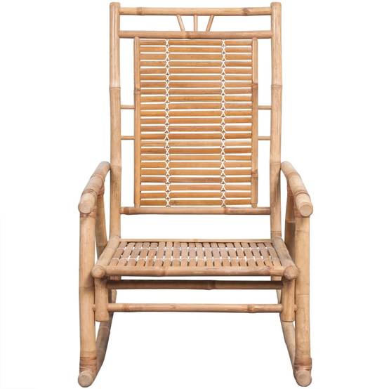 Chaise à bascule bambou avec coussin noir 66 x 86 x 105 cm - PANGIVO - Image 3