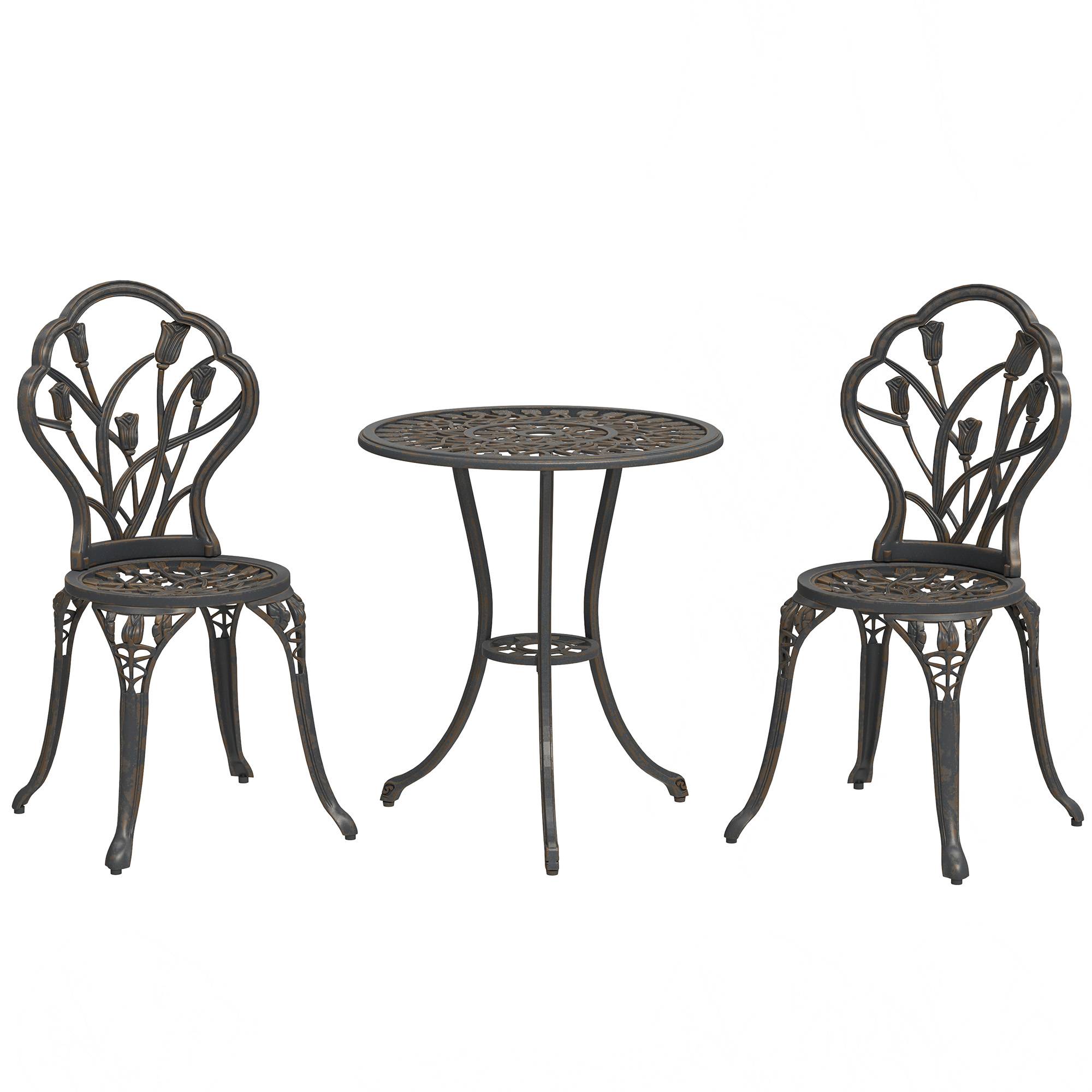 ComfortXL - Salon de jardin 3 pièces aluminium terrasse trou parasol rétro bronze - ComfortXL Outdoor Living - Image 2